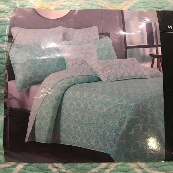 Max Studio Twin Bed Quilt Set Teal Floral Print - Picture 15 of 15